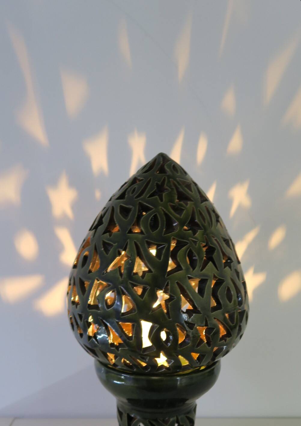Large 1980s lamp, openwork ceramic