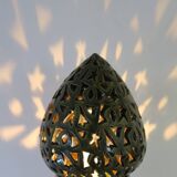 Large 1980s lamp, openwork ceramic