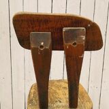 Vintage brutalist wooden tripod chair