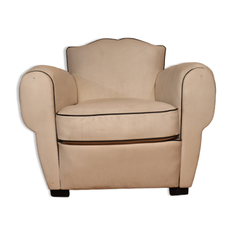 Fauteuil club en cuir blanc