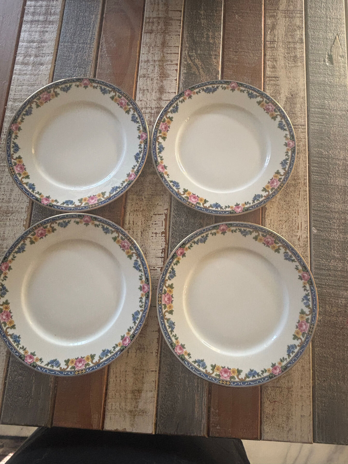Set of 4 plates in genuine Limoges porcelain – marking ULM F