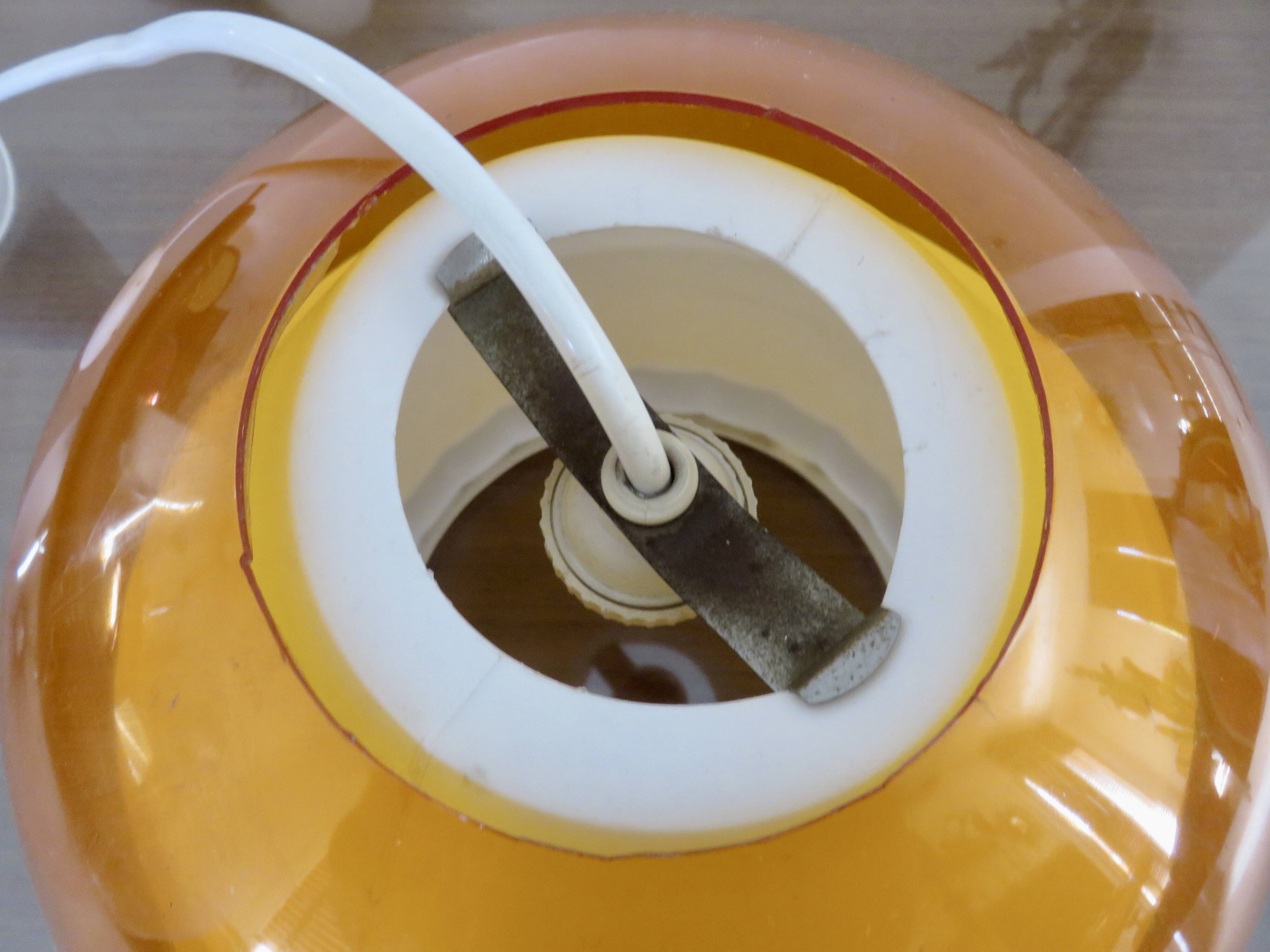 Orange plexiglass pendant light 1970