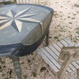 Oval campaign table with stolen solid wood