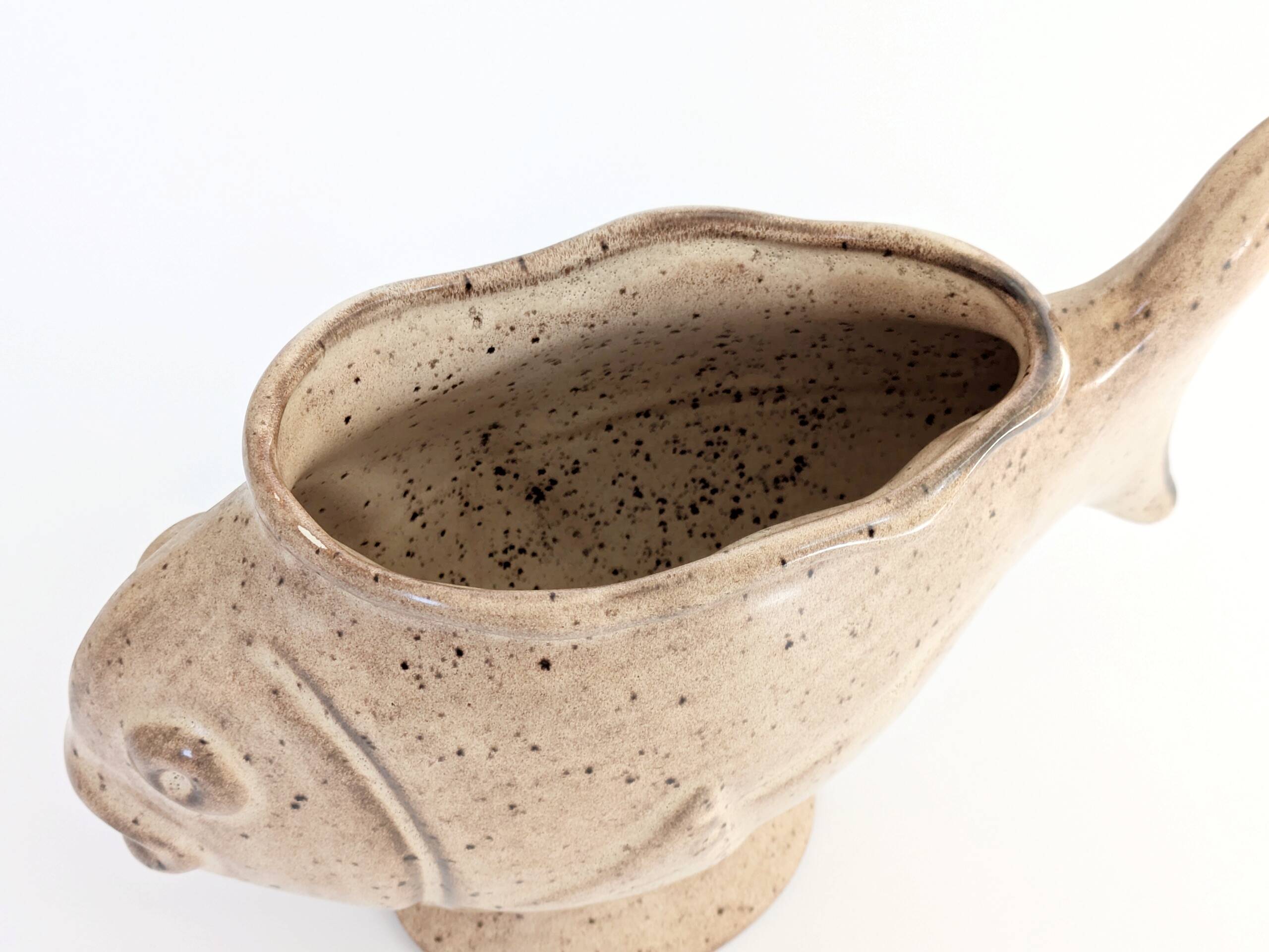 Vintage fish-shaped pot, French ceramic, 1960s
