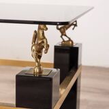 TABLE VINTAGE 70'S EN VERRE ET LAITON DESIGN MAISON CHARLES