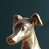 Vintage brass greyhound sitting dog from the 70s, height 25 cm