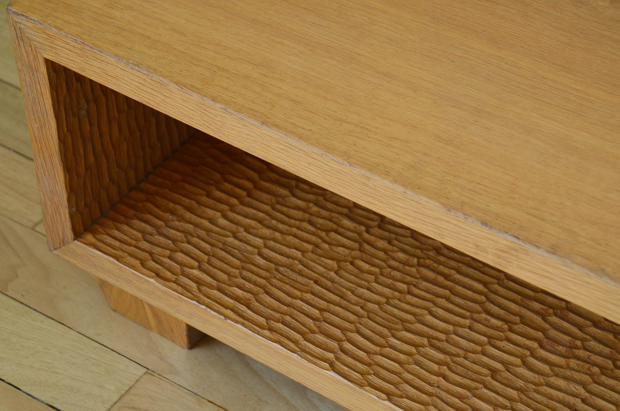 Coffee table Ecart International by Andrée Putman model "crossing" oak wood