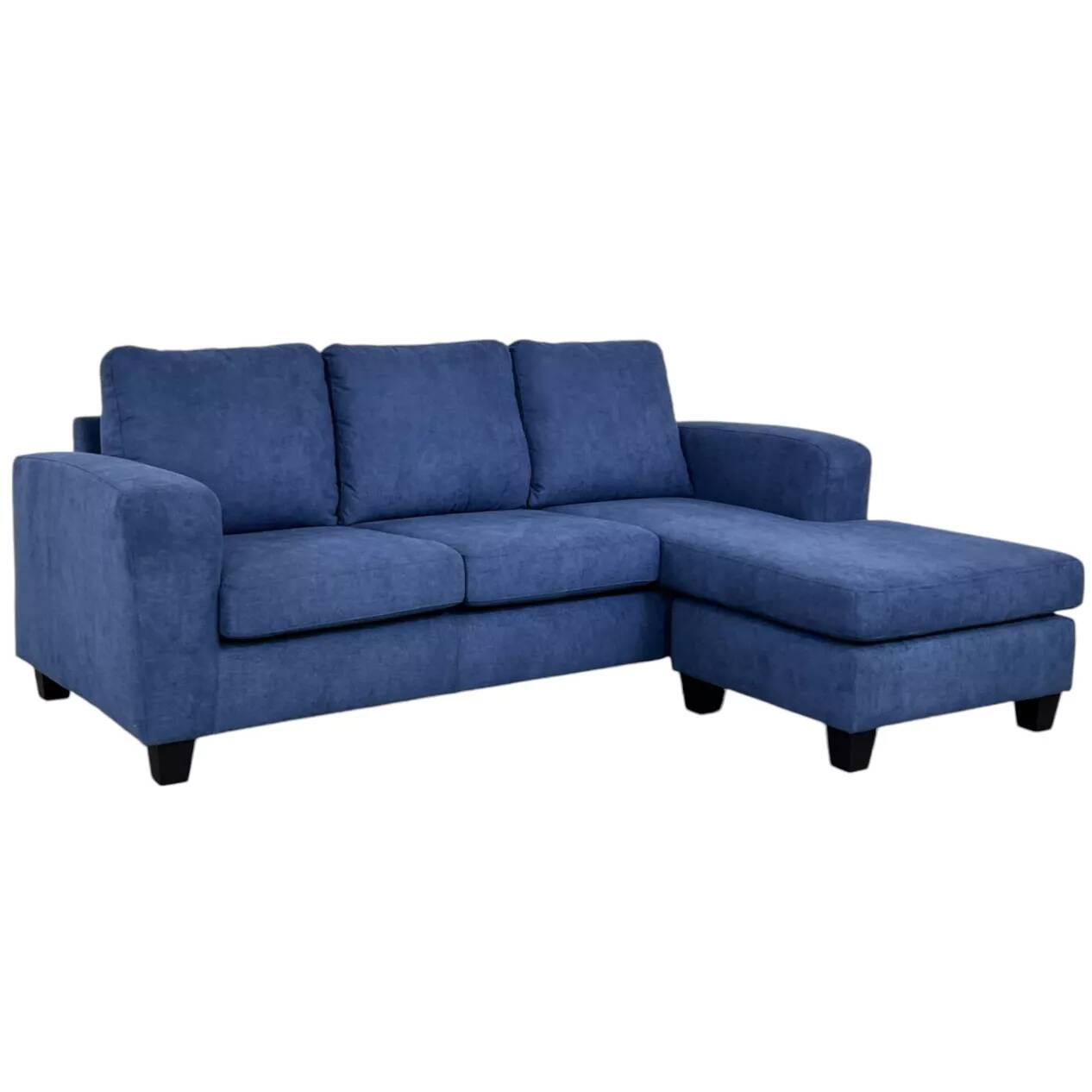 Reversible corner sofa in navy blue fabric