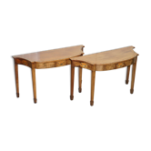 Paire de consoles George III 1780 en bois de satin et tulipier peintes polychromes