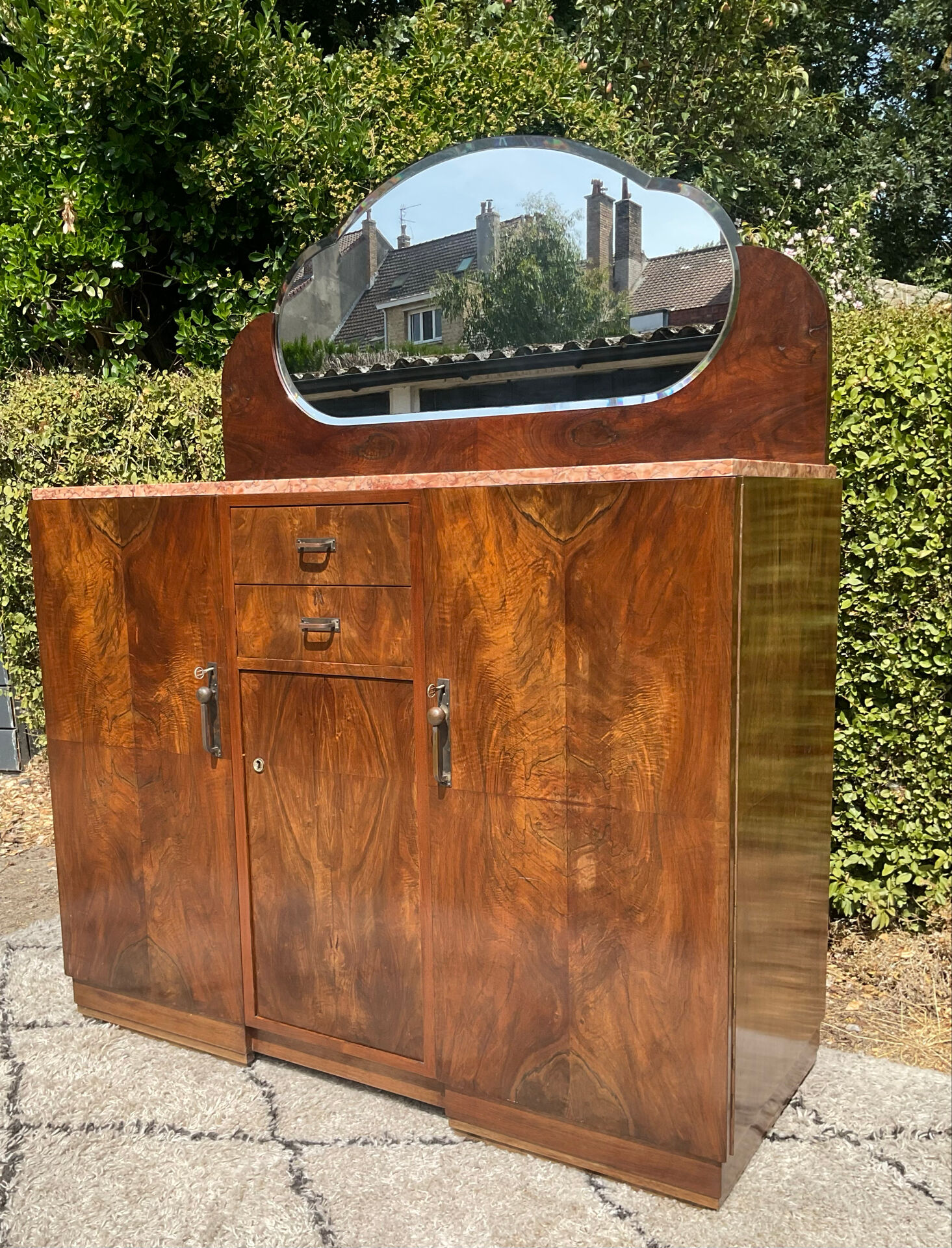 Ancien meuble Art Déco en noyer années 40-50