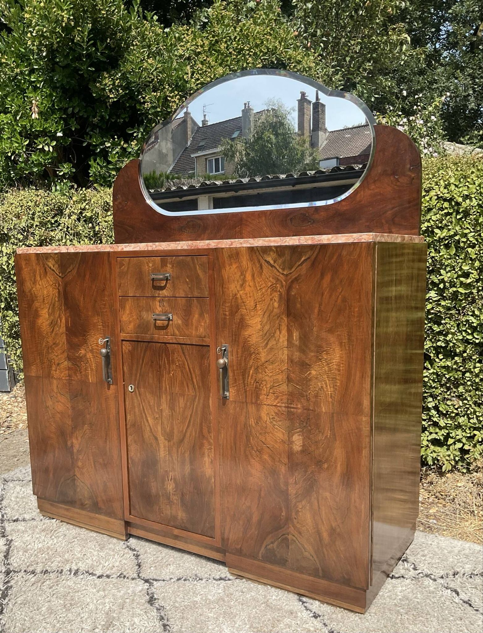 Vintage Art Deco walnut furniture from the 1940s-50s.