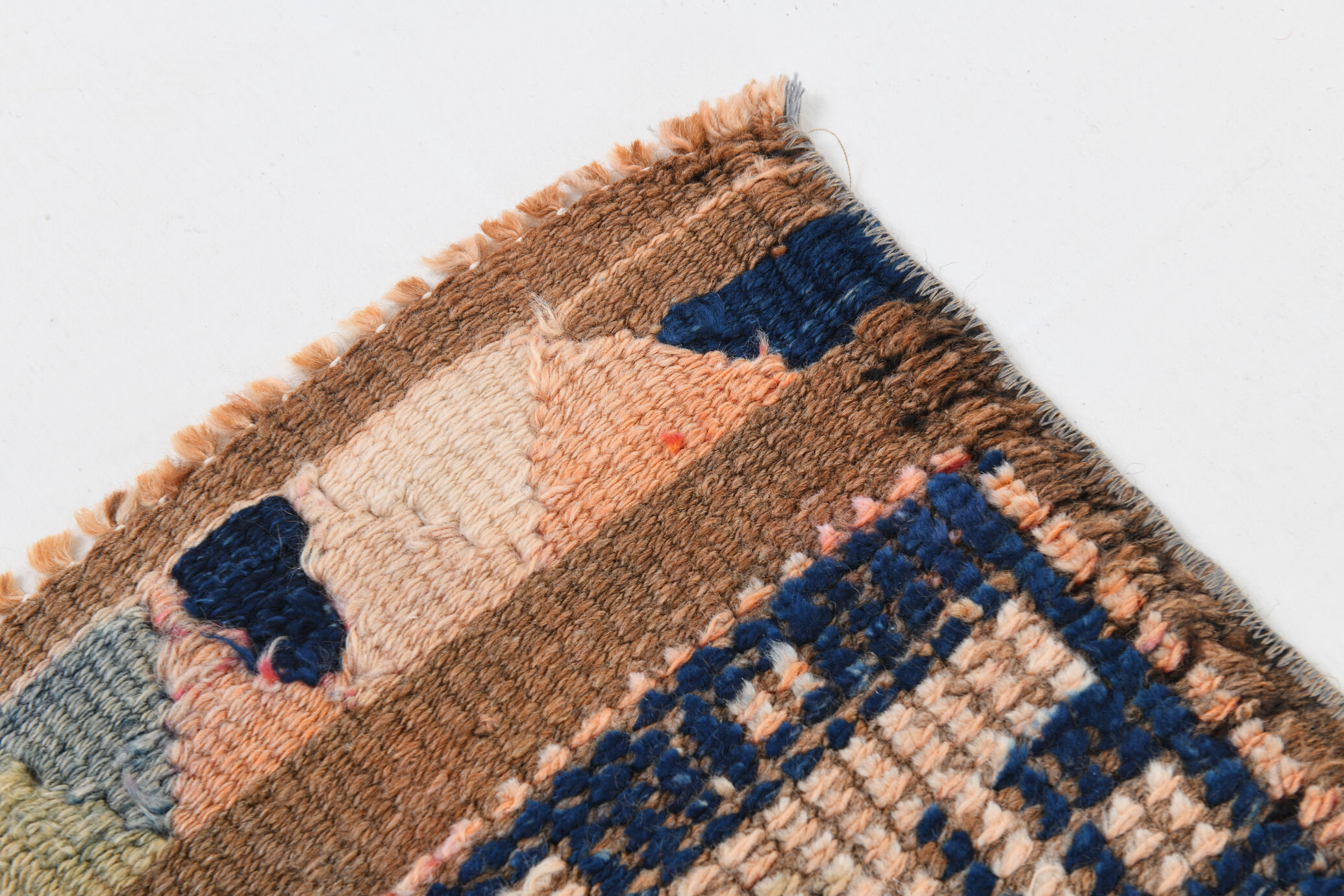 Pale orange & navy blue vintage runner rug 78x357cm