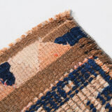 Pale orange & navy blue vintage runner rug 78x357cm