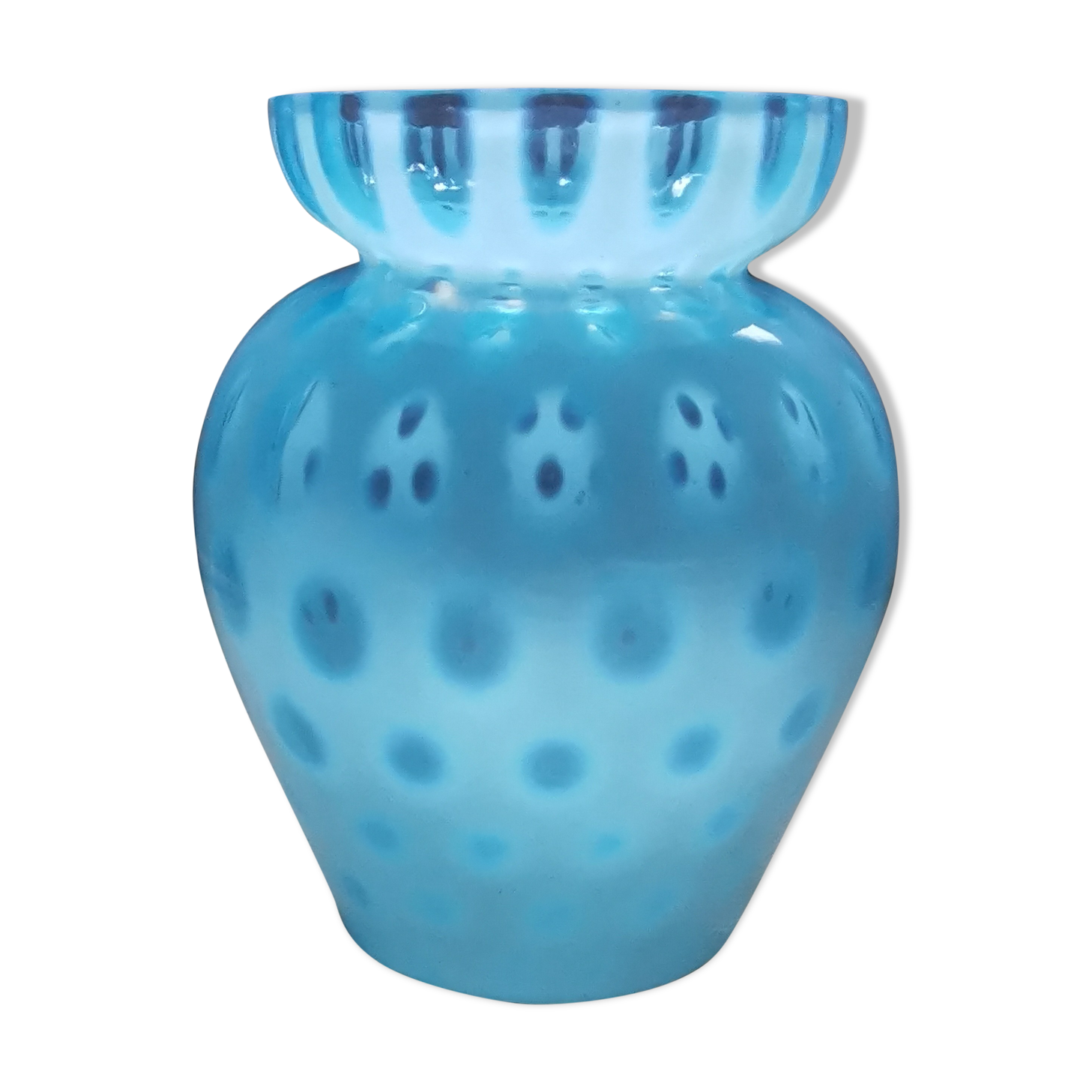 Vintage turquoise glass vase