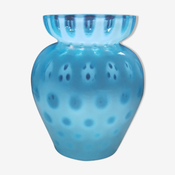 Vase vintage en verre turquoise