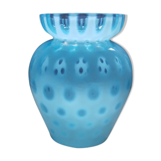 Vase vintage en verre turquoise