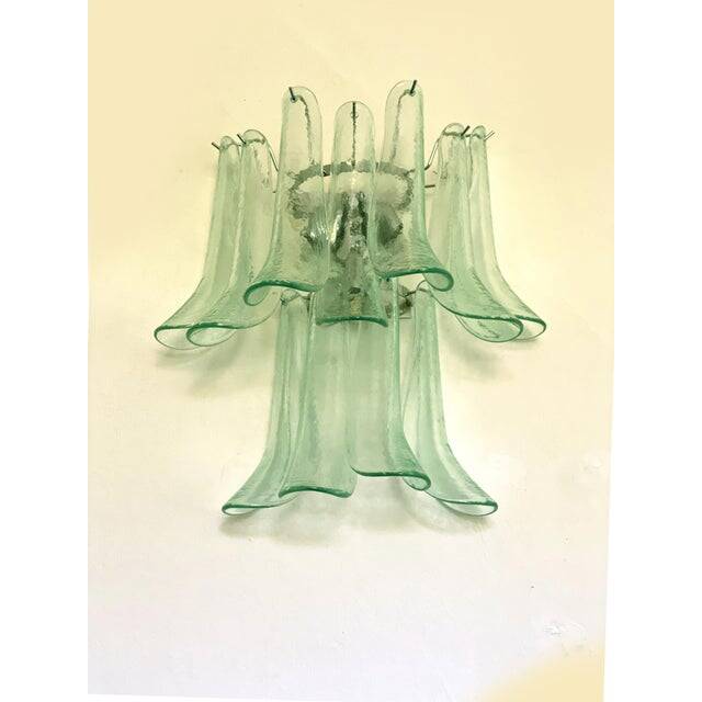 Contemporary Green-Wather Murano Glass "Selle" Wall Sconces in Mazzega Style - A Pair