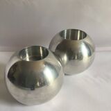 2 vintage aluminum spherical candle holders model Nässjö