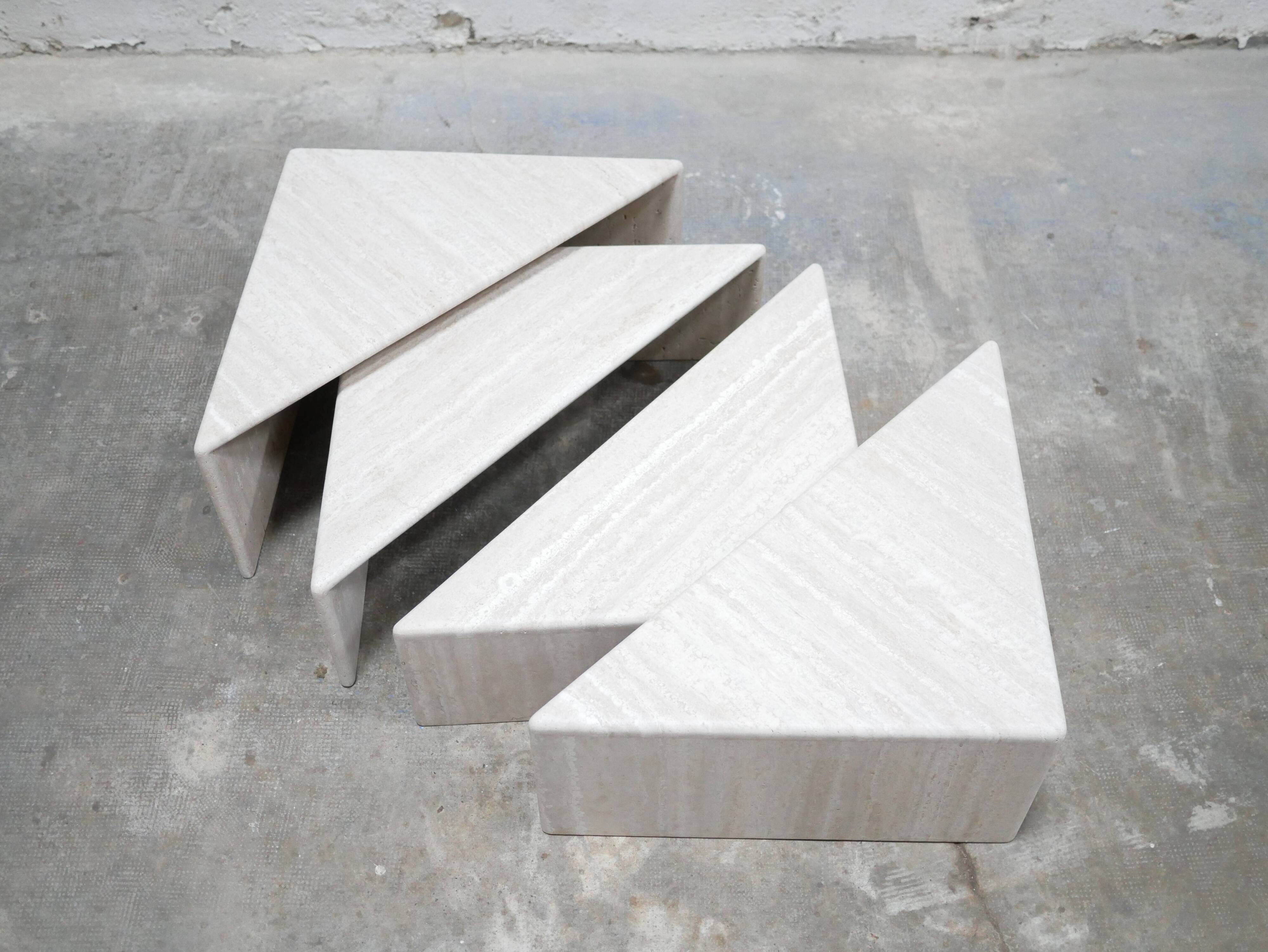 Vintage travertine coffee table published by Roche Bobois