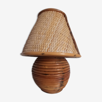 Lampe de bambou et cannage