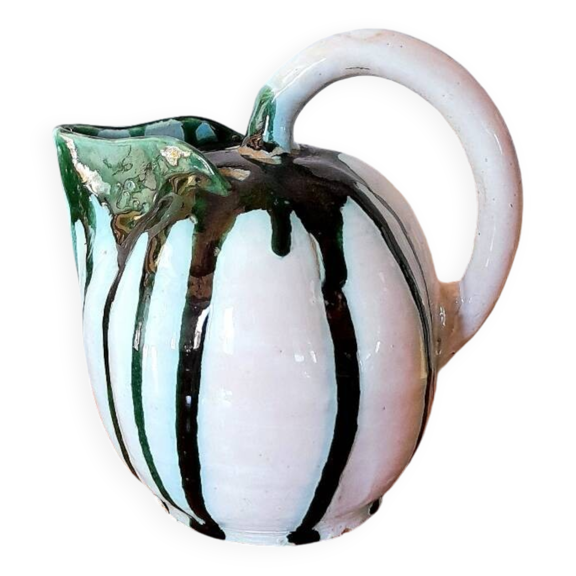Glazed ceramic melon pitcher