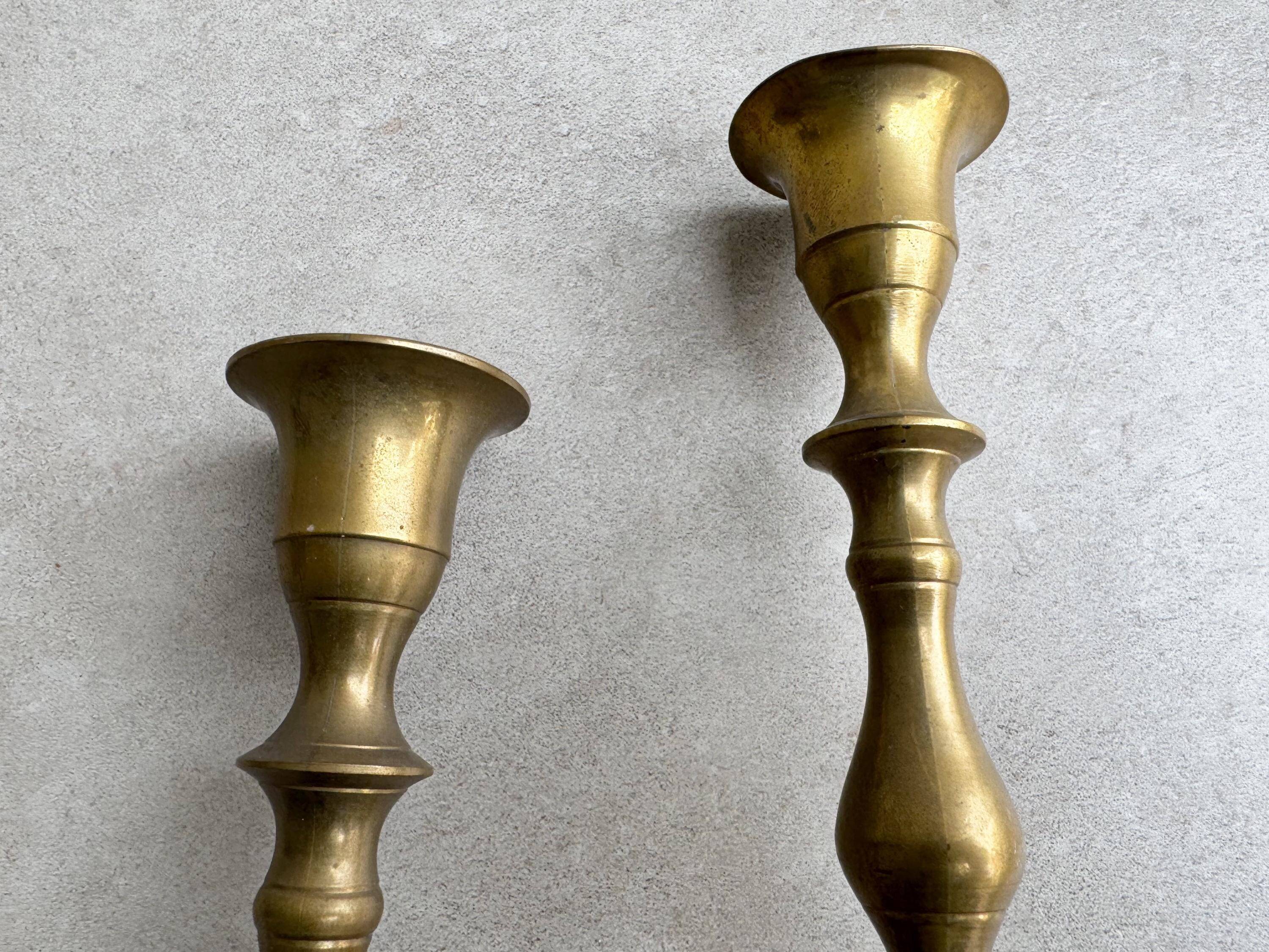 Ensemble de 2 porte-bougies en laiton vintage