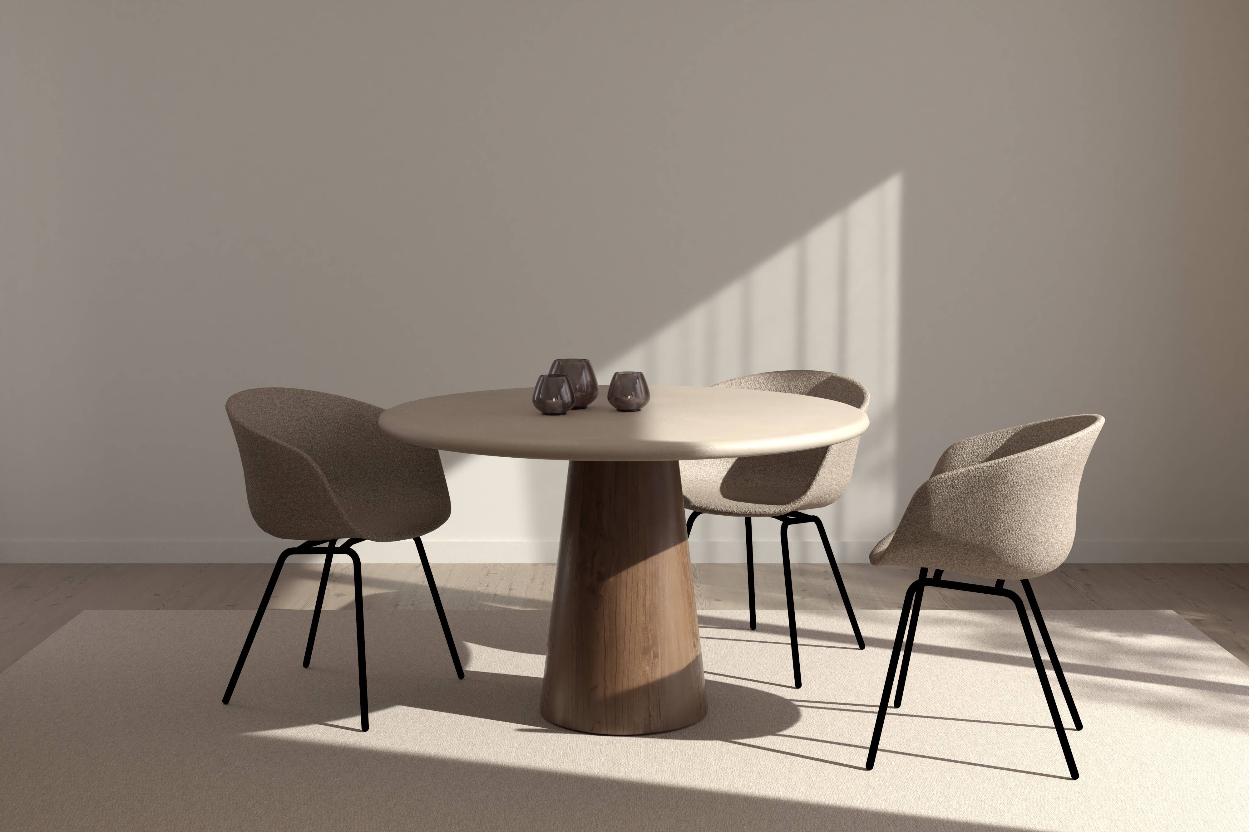 Handcrafted w/ Plaster - Contemporary Textured Dining Table “Cone”- Round 120