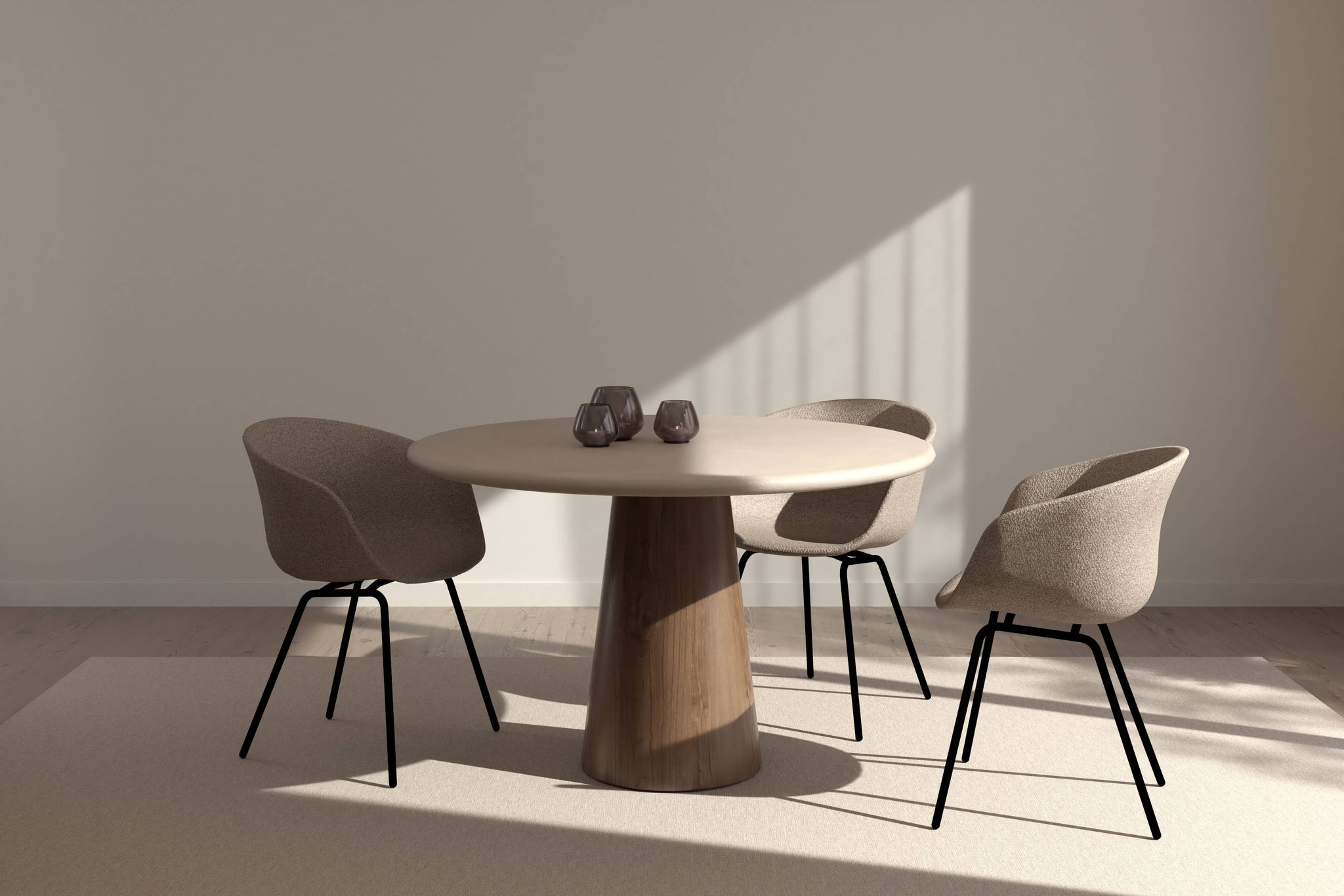 Handcrafted w/ Plaster - Contemporary Textured Dining Table “Cone”- Round 120