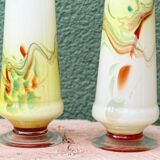 Pair of blown glass Murano collared vases