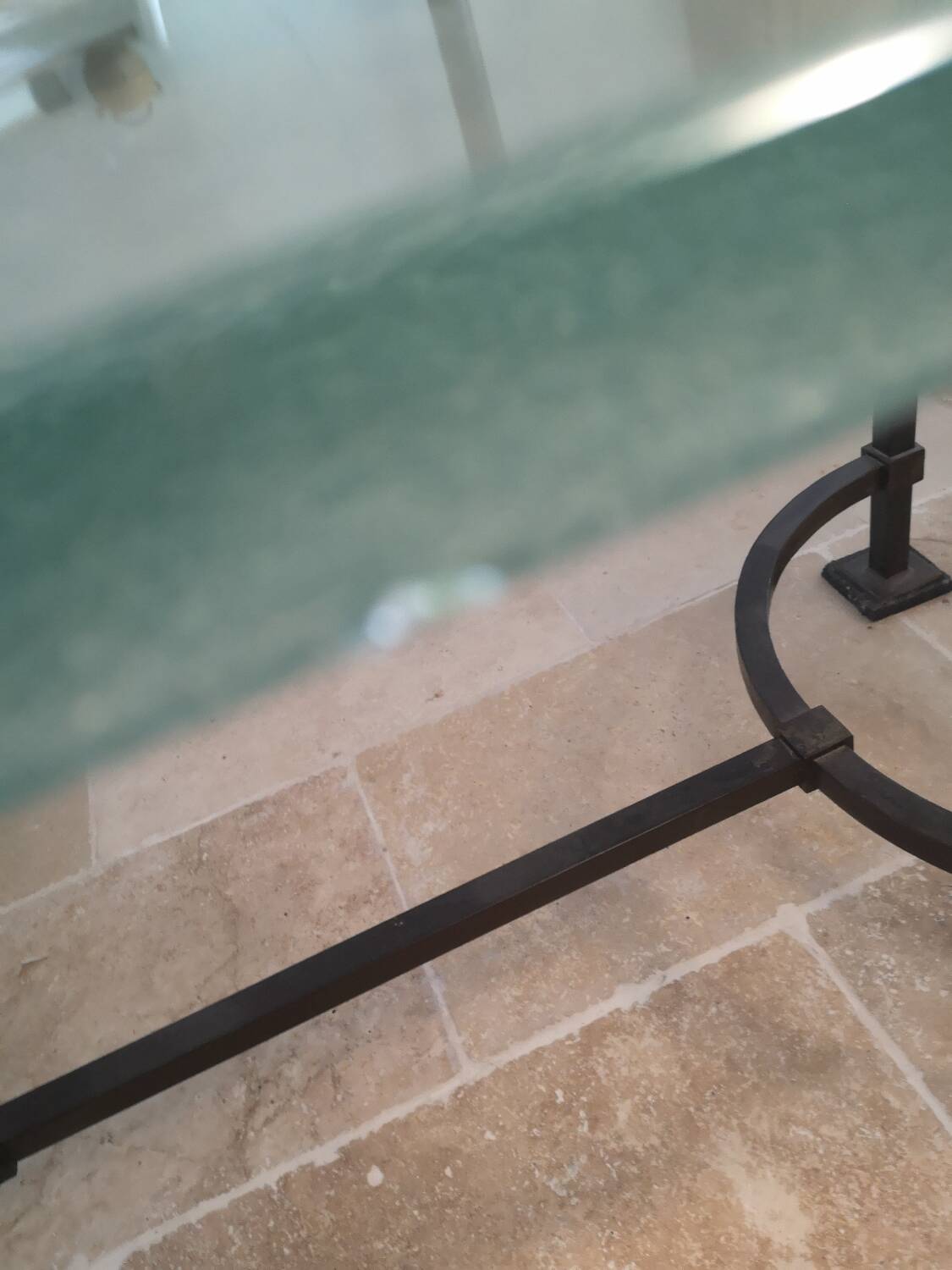 Designer table with glass top