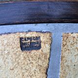 Vintage Roger Capron oval coffee table in ceramic, herbarium model with beech base.