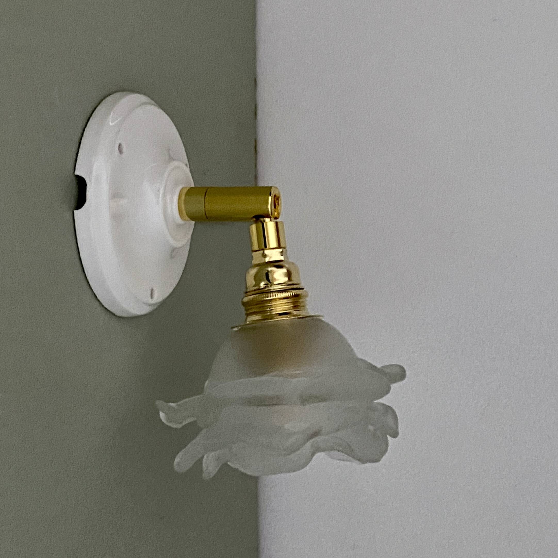 Vintage tulip wall lamp in frosted glass in the shape of a flower