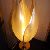 Floral lamp brass flower Laurent Rougier 1970