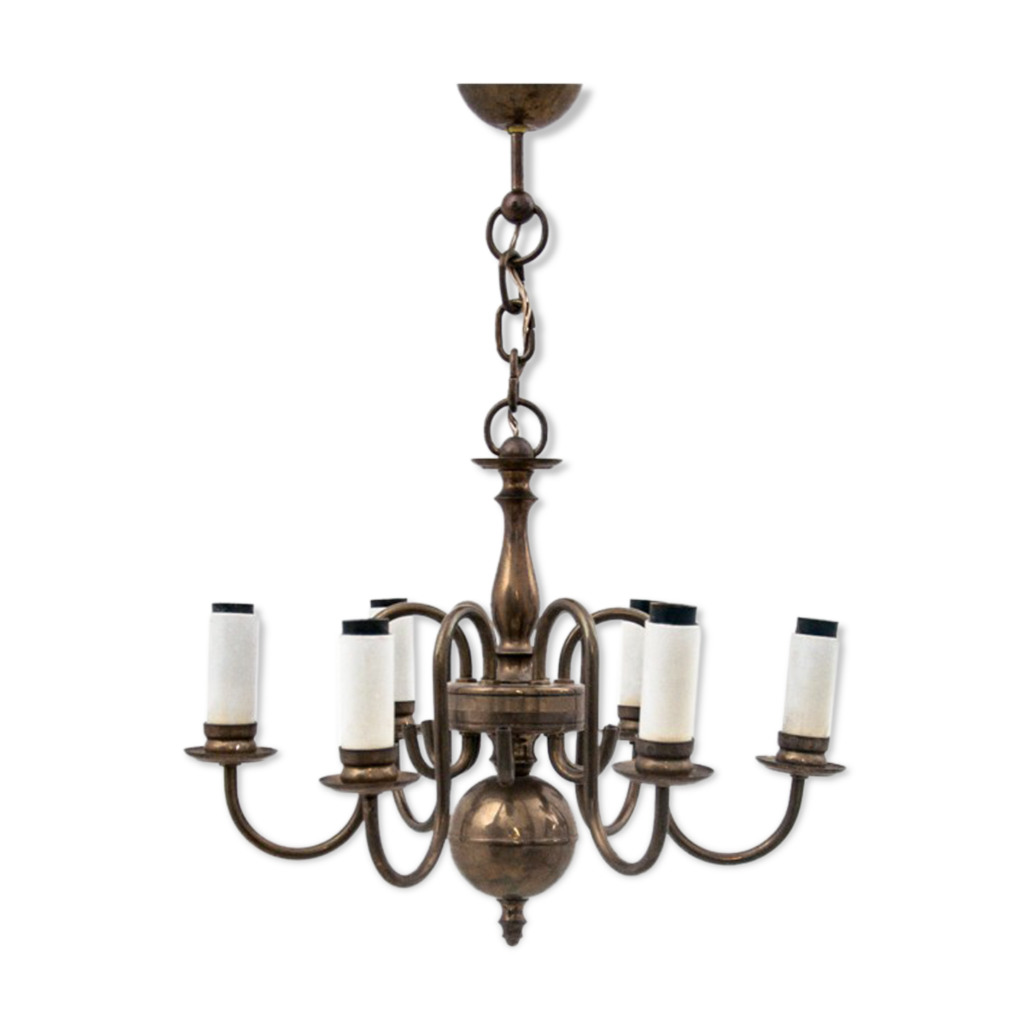 Brass chandelier, Poland, 1940s