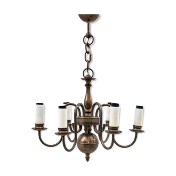 Brass chandelier, Poland, 1940s
