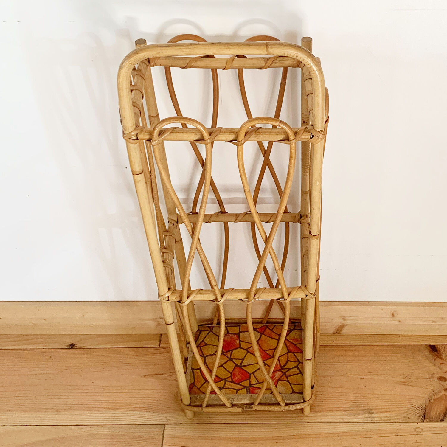 Vintage rattan umbrella stand