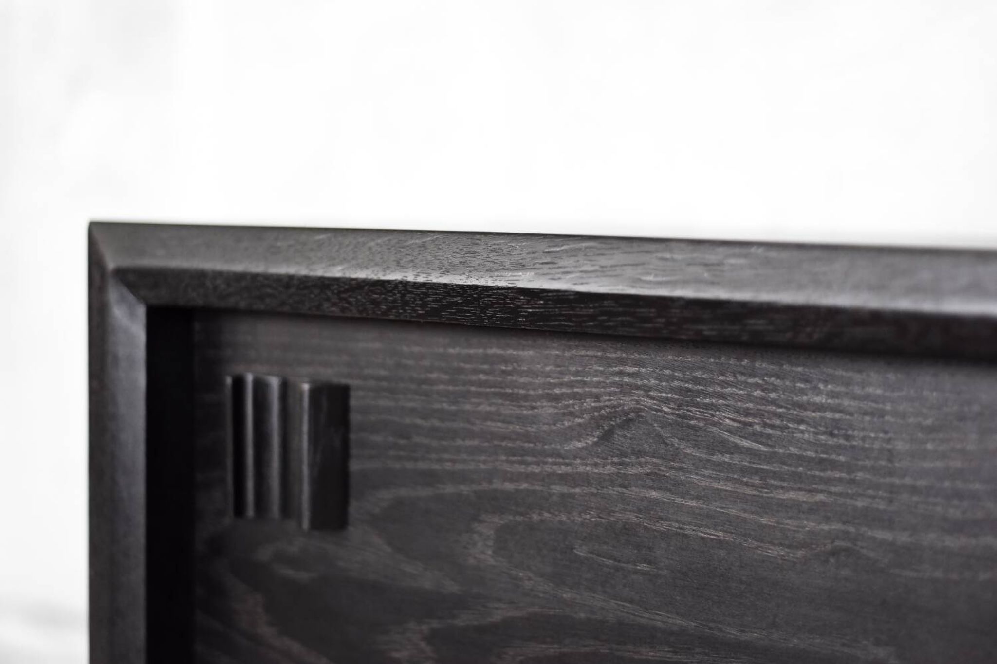 Mid-Century Modern Scandinavian Buffet in Dark Raw Oak with Wooden Handles, 1960s