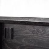 Mid-Century Modern Scandinavian Dark Raw Oak Sideboard with Wooden Handles, 1960s