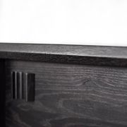 Mid-Century Modern Scandinavian Buffet in Dark Raw Oak with Wooden Handles, 1960s