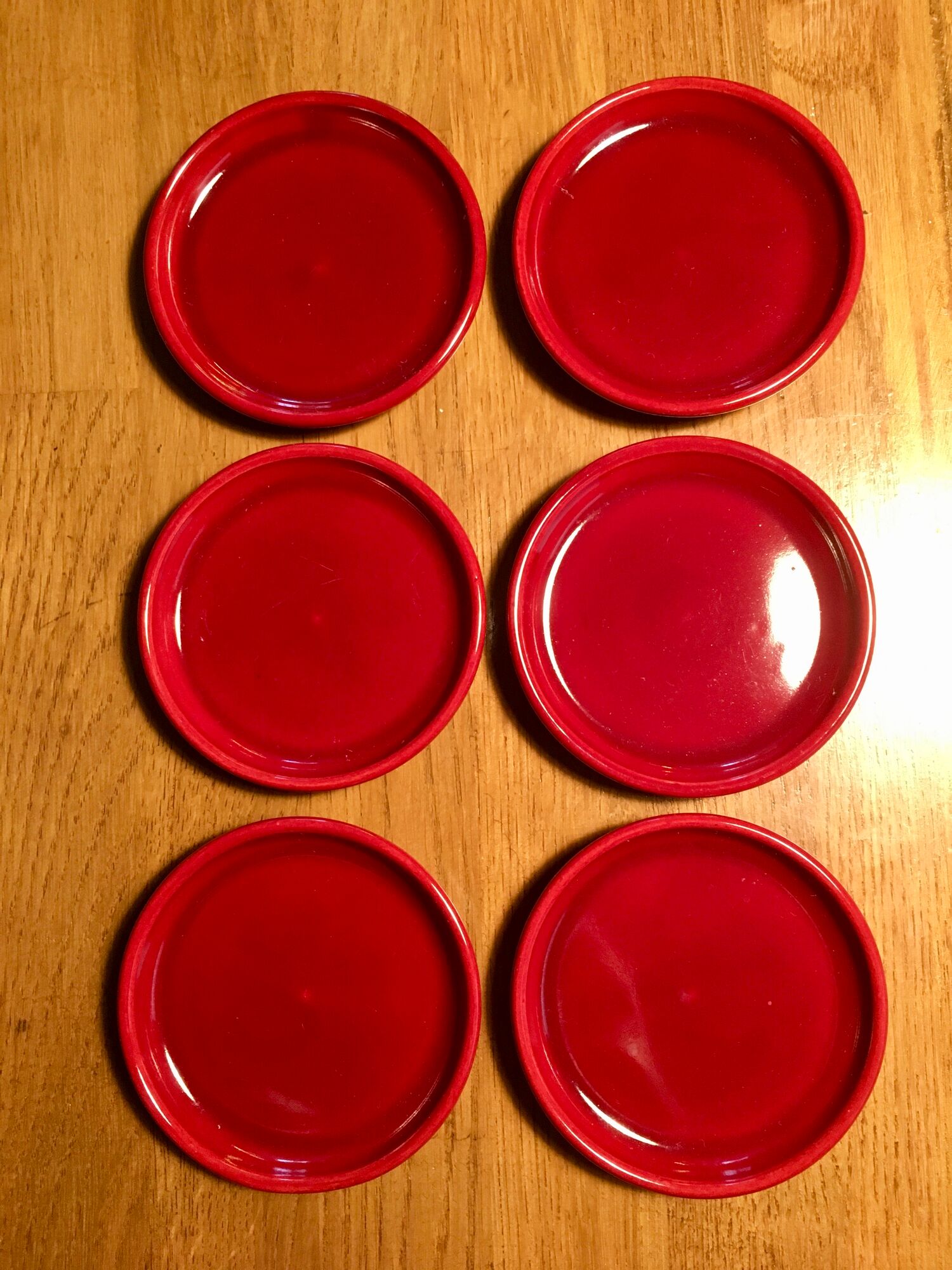 Set of 7 eggcups by Louis Bacculini, Vallauris, with 2 cups of salt, 6 saucers