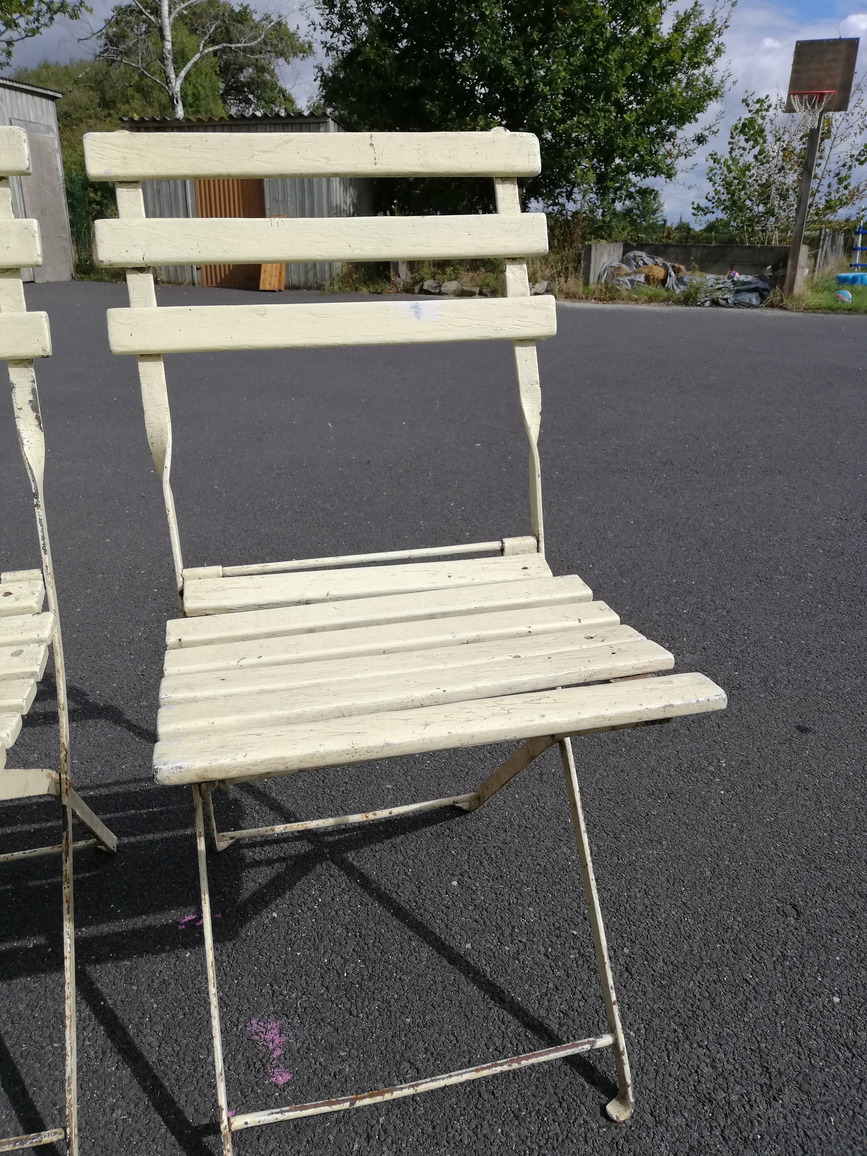 Series of 3 old folding outdoor chairs vintage garden