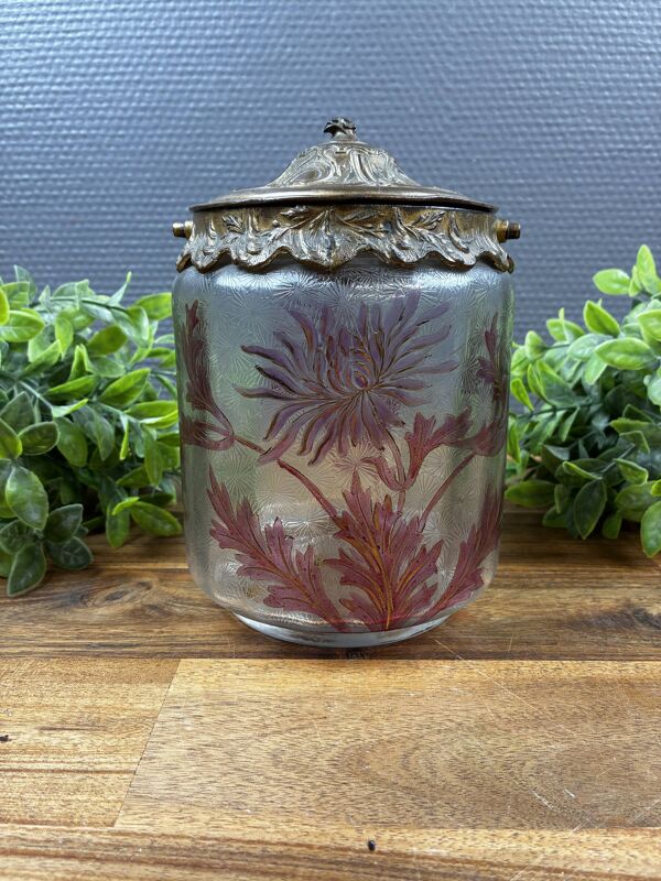 Bonbonnière Ancienne en Verre Émaillé et Peint à la Main