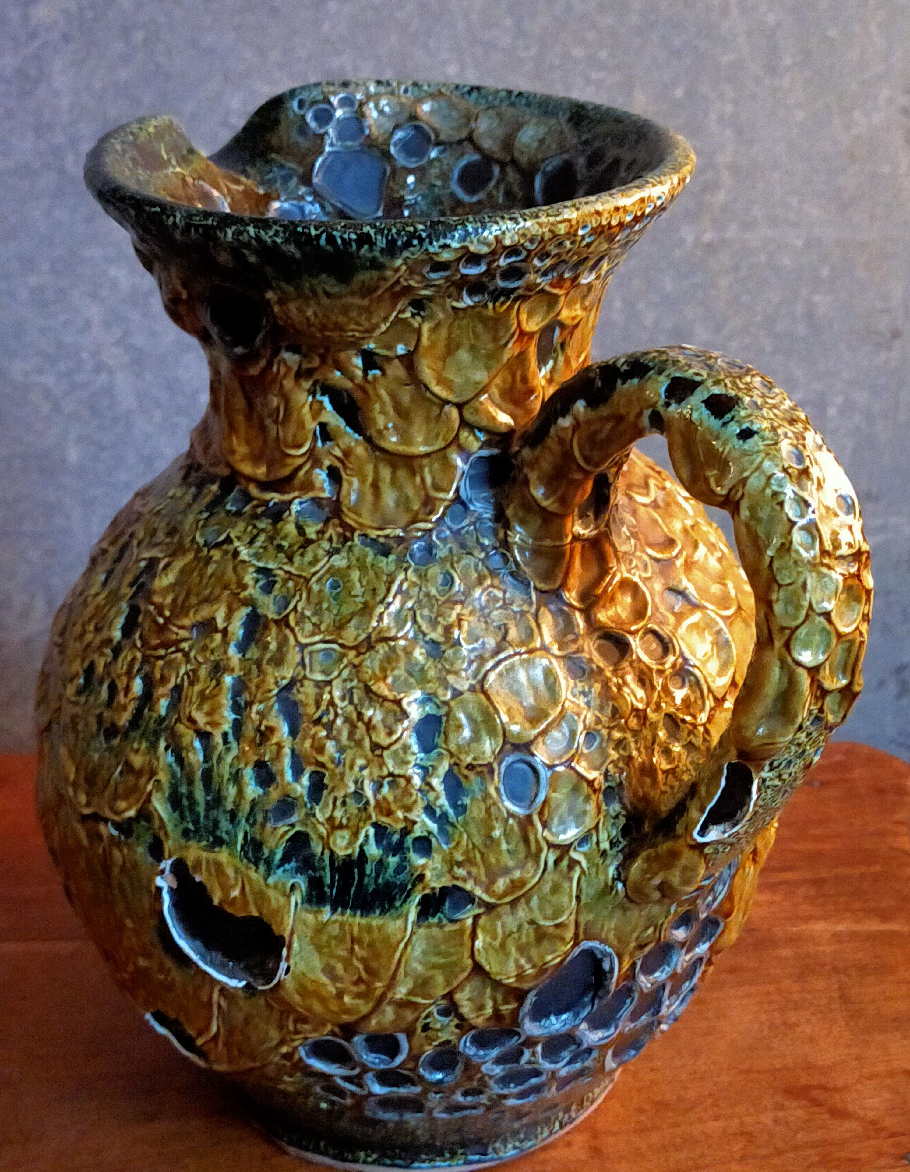 Vintage ceramic pitcher Fat Lava foams glaciers LE CYCLOPE, Annecy