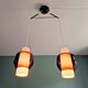 Scandinavian double pendant light in white opaline and amethyst glass, 1960s