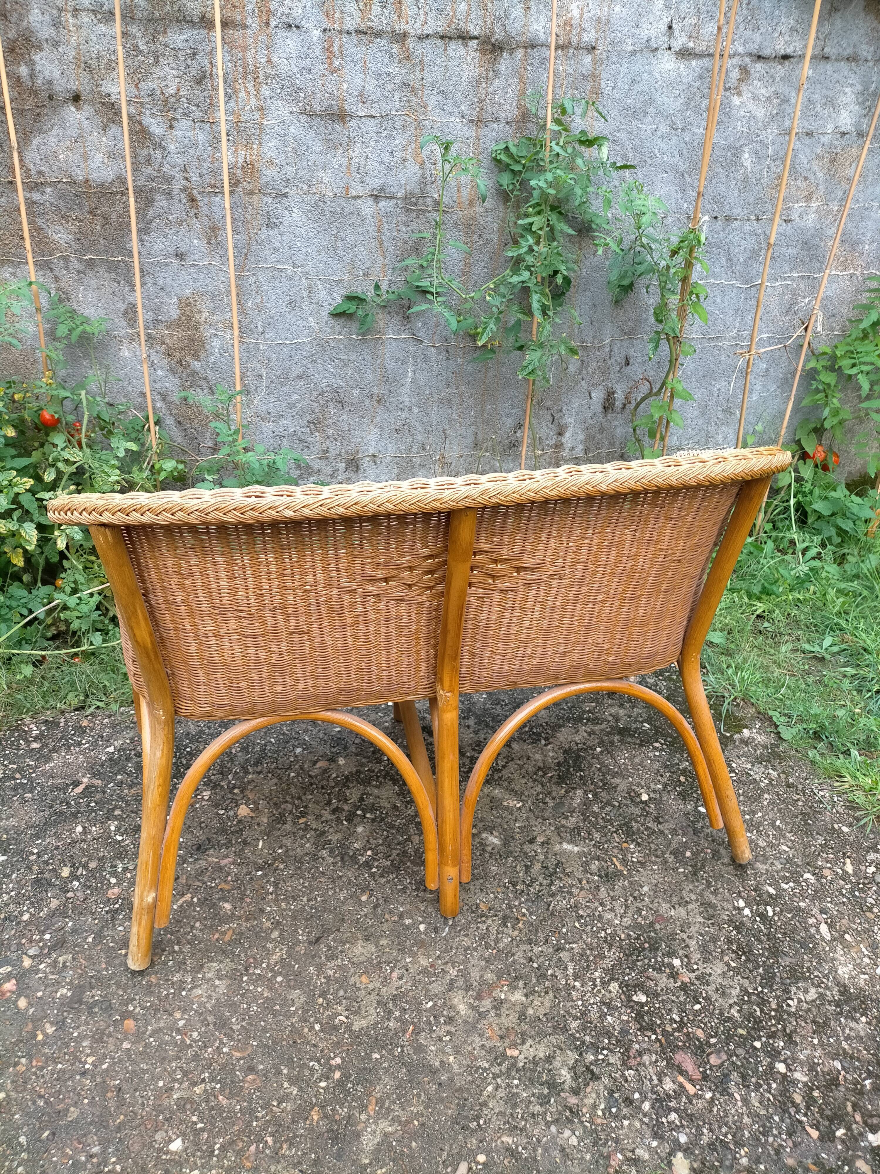 Vintage rattan bench
