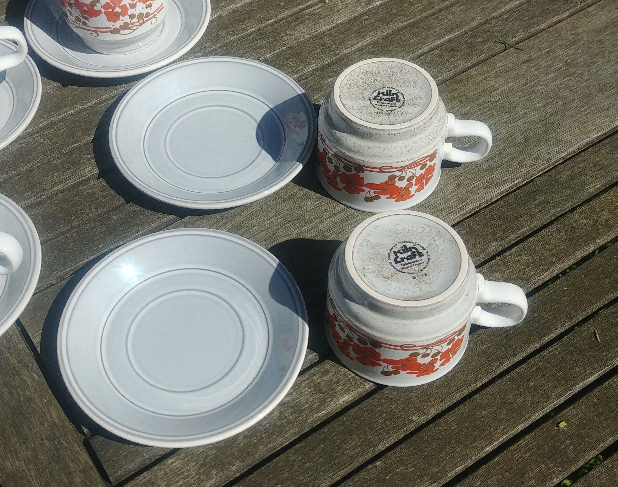 Set 6 cups/coffee cups Kiln Craft Made in England 70s