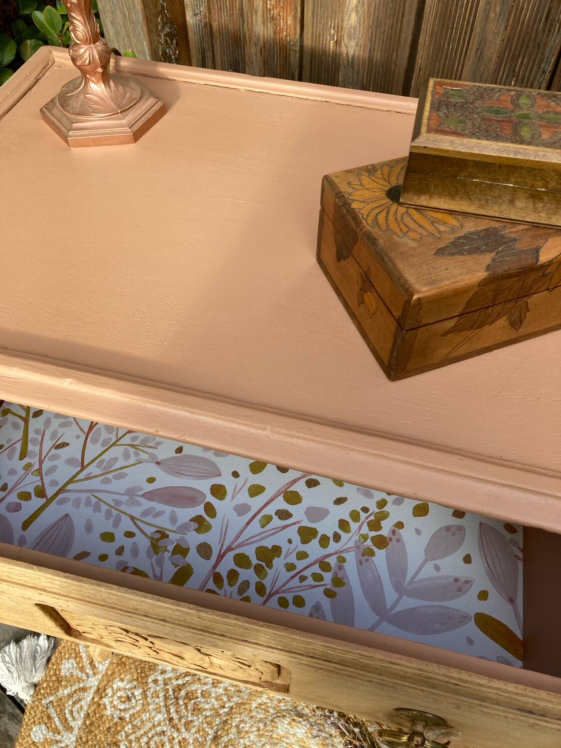 Petite commode ART DÉCO esprit coiffeuse terracotta