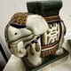 Pair of ceramic elephant plant stands polychrome sculpture - India