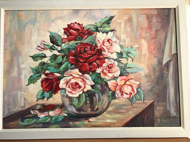Paint oil bouquet of roses