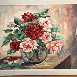 Paint oil bouquet of roses